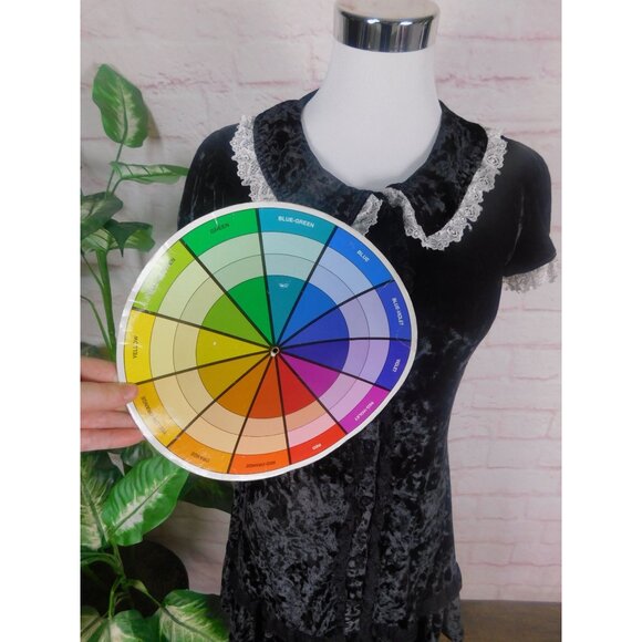 Dolls Kill Grave Girls Black Velvet Wednesday Dress S - Lace Goth - Excellent - Picture 10 of 13